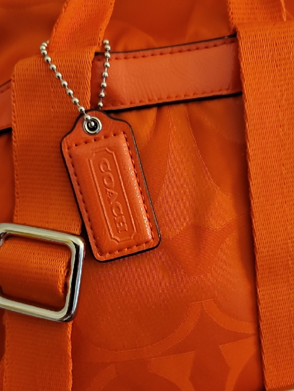 Coach Orange Signature Nylon Drawstring Backpack - Picture 6 of 12